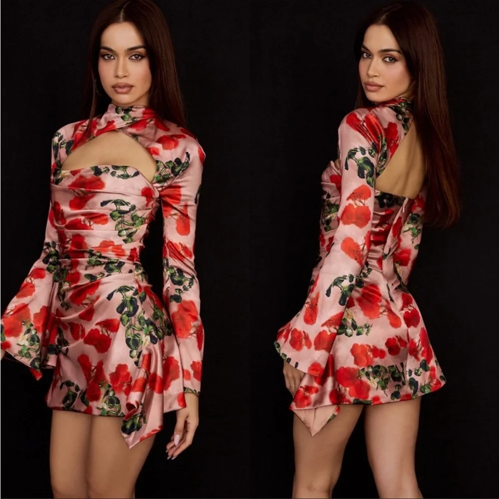 NWT House of CB Toira floral Satin Corset Mini dress - Valentine’s Day dress - Picture 4 of 12